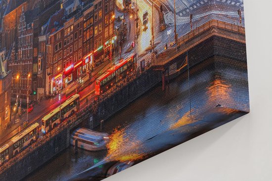 Artaza - Peinture sur toile - Vue aérienne du Centrum -ville d' Amsterdam Coucher de soleil - 60x40 - Photo sur toile - Impression sur toile