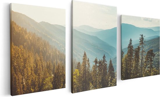 Artaza - Triptyque de peinture sur toile - Forêt avec des Arbres dans les hautes Montagnes - 120x60 - Photo sur toile - Impression sur toile