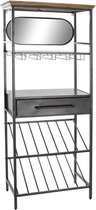 Flessenrek DKD Home Decor Zwart Hout Metaal Spiegel (68 x 37 x 165 cm)