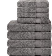 Komfortec Handdoekenset 4x badhanddoek 70x140 cm + 4x handdoek 50x100 cm - 100% Katoen - Antraciet grijs
