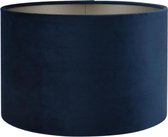 Lampenkap Cilinder - 25x25x16cm - Alice velours donkerblauw - taupe binnenkant
