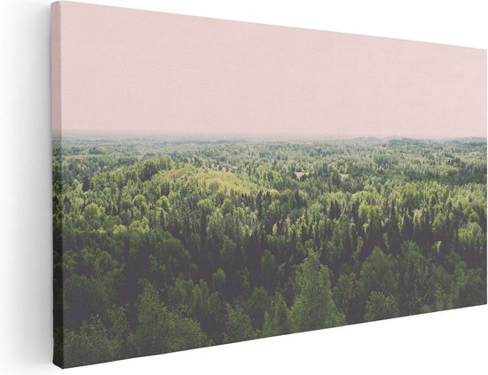 Artaza Canvas Schilderij Eindeloze Bos Met Groene Bomen - 100x50 - Groot - Foto Op Canvas - Canvas Print
