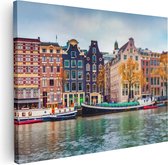 Artaza Canvas Schilderij Amsterdamse Huisjes Vanaf De Gracht - 80x60 - Foto Op Canvas - Canvas Print