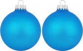 18x Intens blauwe glazen kerstballen mat 7 cm kerstboomversiering - Kerstversiering/kerstdecoratie blauw