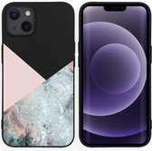 iMoshion Design voor de iPhone 13 hoesje - Marmer - Roze / Zwart