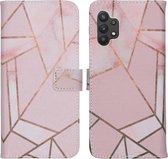 iMoshion Hoesje Geschikt voor Samsung Galaxy A32 (5G) Hoesje Met Pasjeshouder - iMoshion Design Softcase Bookcase - Roze / Pink Graphic