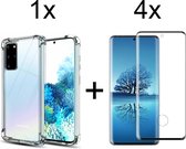 Samsung S20 Plus Hoesje - Samsung Galaxy S20 Plus hoesje siliconen case hoes hoesjes cover transparant - Full Cover - 4x Samsung S20 Plus screenprotector
