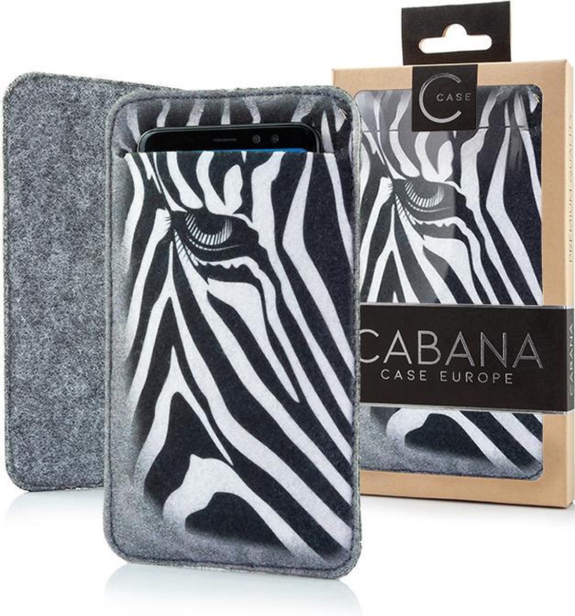 Insteekhoes telefoon - 10 x 17 cm - zachte bekleding - zebra - Cabana