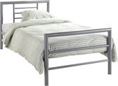 Modern bed in grijs metaal met lattenbodem Afmetingen slaapgedeelte - 90x200 cm, Totale afmetingen (LxHxP) - 92x60/80x212cm