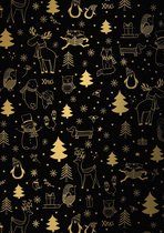 Kerst cadeaupapier Black Gold Kerstmis- Breedte 50 cm - 200m lang