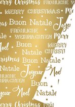 Dubbelzijdig Kerstpapier Merry Xmas Goud- Breedte 30 cm - 175m lang