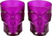 Plastic Halloween glazen Skull "Paars" 4 stuks