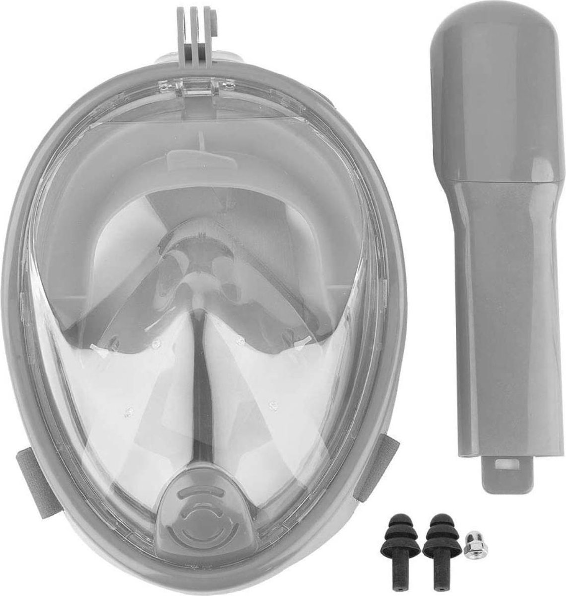 Duikmasker- Volledig gezicht duikbril met snorkel - Snorkelset grijs - snorkelmasker - Maat S/M - Zwart - Merkloos