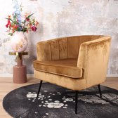 DS4U® fauteuil Norah - sofa - velvet - velours - fluweel - stof - goud - goudkleurig onderstel - met armleuning