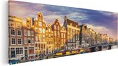 Artaza Canvas Schilderij Amsterdamse Gracht In De Nacht Met Sterren - 60x20 - Foto Op Canvas - Canvas Print