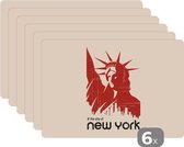 Set de table - New York - Rouge - Statue de la Liberté - 45x30 cm - 6 pièces