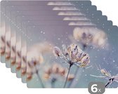 Placemat - Placemats kunststof - Bloemen - Sneeuw - IJs - Winter - Botanisch - 45x30 cm - 6 stuks - Hittebestendig - Anti-Slip - Onderlegger - Afneembaar