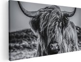 Artaza - peinture sur toile - vache Highlander écossais - Zwart Wit - 120 x 60 - Groot - photo sur toile - impression sur toile