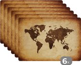 Set de Table - Wereldkaart - Vintage - 45x30 cm - 6 pièces