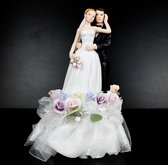 Porceleinen Bruidstaartdecoratie - "True love" Luxe uitvoering - 24cm - bruiloft taarttopper figuurtjes