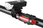 USB Oplaadbaar LED Fietsverlichting-Waterdicht Fiets Lamp-Voorlicht en Achterlicht-waarschuwing Licht-Zwart