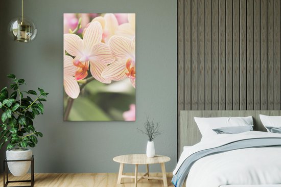 Artaza Peinture sur Toile Fleurs d'Orchidées Witte Rayées - 60x90 - Photo sur Toile - Impression sur Toile