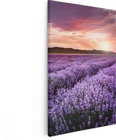 Artaza Canvas Schilderij Bloemenveld Met Paarse Lavendel - Bloemen - 80x120 - Groot - Foto Op Canvas - Canvas Print