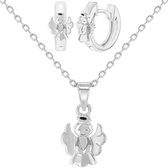 Joy|S - Zilveren engel oorbellen en hanger met ketting - sieraden set voor kinderen - ISJ luxury collection