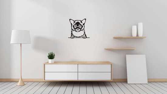 Burmees - Kat - Poes - M - 57x62cm - Zwart - wanddecoratie