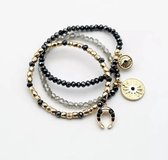 Armbandjes Cross Vintage Gold/Black - 3 delig