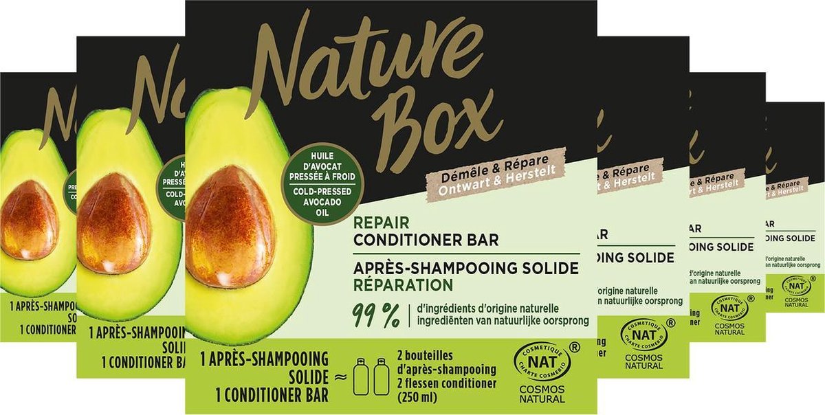 Nature Box Avocado Repair Conditioner Bar 6x 80gr - Grootverpakking