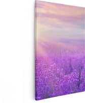 Artaza Canvas Schilderij Bloemenveld Met Paarse Lavendel  - 20x30 - Klein - Foto Op Canvas - Canvas Print