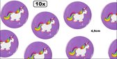 10x Button Eenhoorn 4,5 cm paars - Verjaardag uitddeel unicorn thema feest party