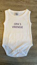 WDLS- Baby-Romper-opa's vriendje -bedrukt rompertje- maat 62/68-kleur paars