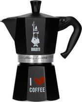 Bialetti Moka Express I Love Coffee - Percolator - Zwart - 6 kops - 300ml