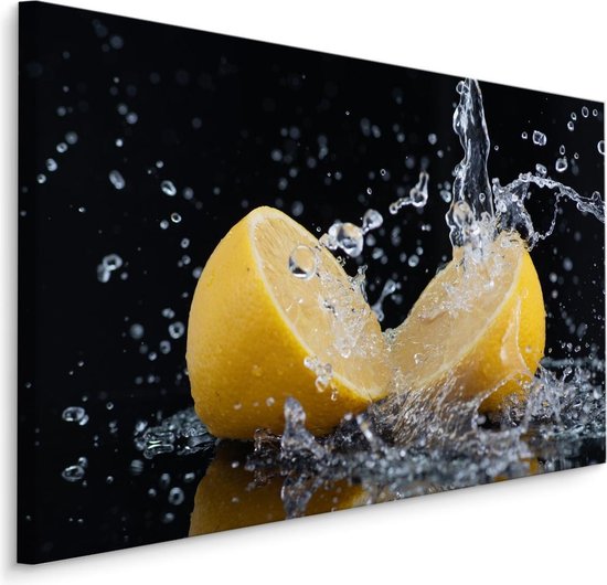Schilderij - citroenen in water, super scherpe print, wanddecoratie