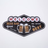 Welcome beer bar - Metalen bord - Metal sign - UV en ECO vriendelijk - 49 x 26 cm - Wand bord - Metalen bordje - Decoratie - Metalen decoratie - Bar decoratie - Cave & Garden