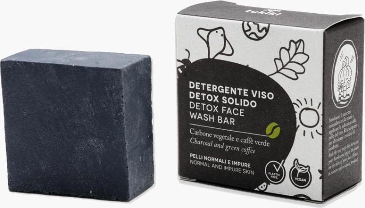 Goedkoopste Tukiki / Houtskool en groene koffie detox face wash bar - 70 gram