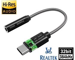 HiFi Origneel Audio DAC Realtek hoofdtelefoon adapter 32bit 384kHz usb 3.1 type c naar 3.5mm jack ondersteuning Telefoongesprek, Volumeregeling voor Huawei OnePlus Samsung Note 20 SAM 21