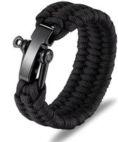 Outdoor armband zwart met verstelbare aansluiting van RVS (zwart)  - armband - stoere armband -