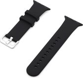 By Qubix Rubberen sportbandje met gesp - Zwart - Geschikt voor Apple Watch 42 - 44 - 45 - Ultra - 49mm - Compatible Apple watch bandje - smartwatch