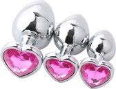 Intenz - Metalen Buttplug - 3 Delig – Hart - Roze