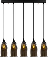 Hanglamp Modern 5 x E27 fitting Gerookt Glas - Greensboro