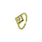 Silventi 9SIL-21529 Zilveren Ring - Dames - Ruit - 8,5 x 8,5 mm  - Zirkonia - Ster - Maat 52 - Zilver - Gold Plated (Verguld/Goud op Zilver)