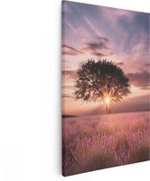 Artaza Canvas Schilderij Bloemenveld Met Lavendel Bij Zonsondergang - 20x30 - Klein - Foto Op Canvas - Canvas Print
