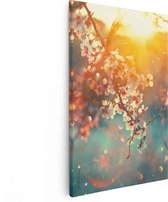 Artaza Canvas Schilderij Bloesemboom Tijdens Zonsondergang - Bloem - 40x60 - Poster Foto op Canvas - Canvas Print