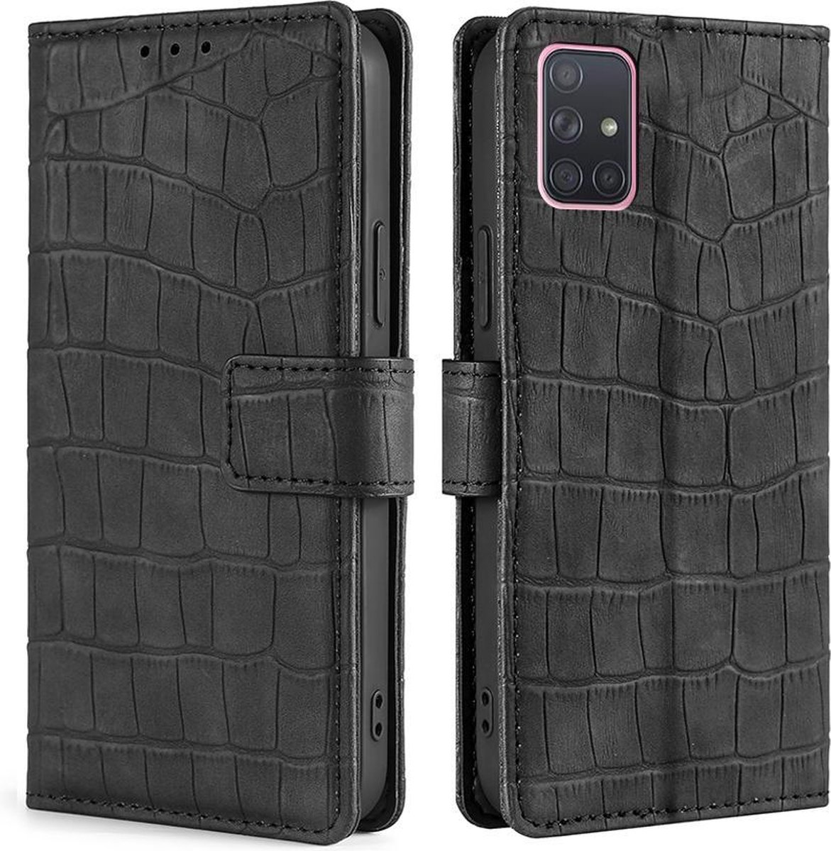 Telefoonhoesje Samsung Galaxy A71 | Hoogwaardig Pu Leren Bookcase | Pasjeshouder | Luxe Uitstraling | Zwart