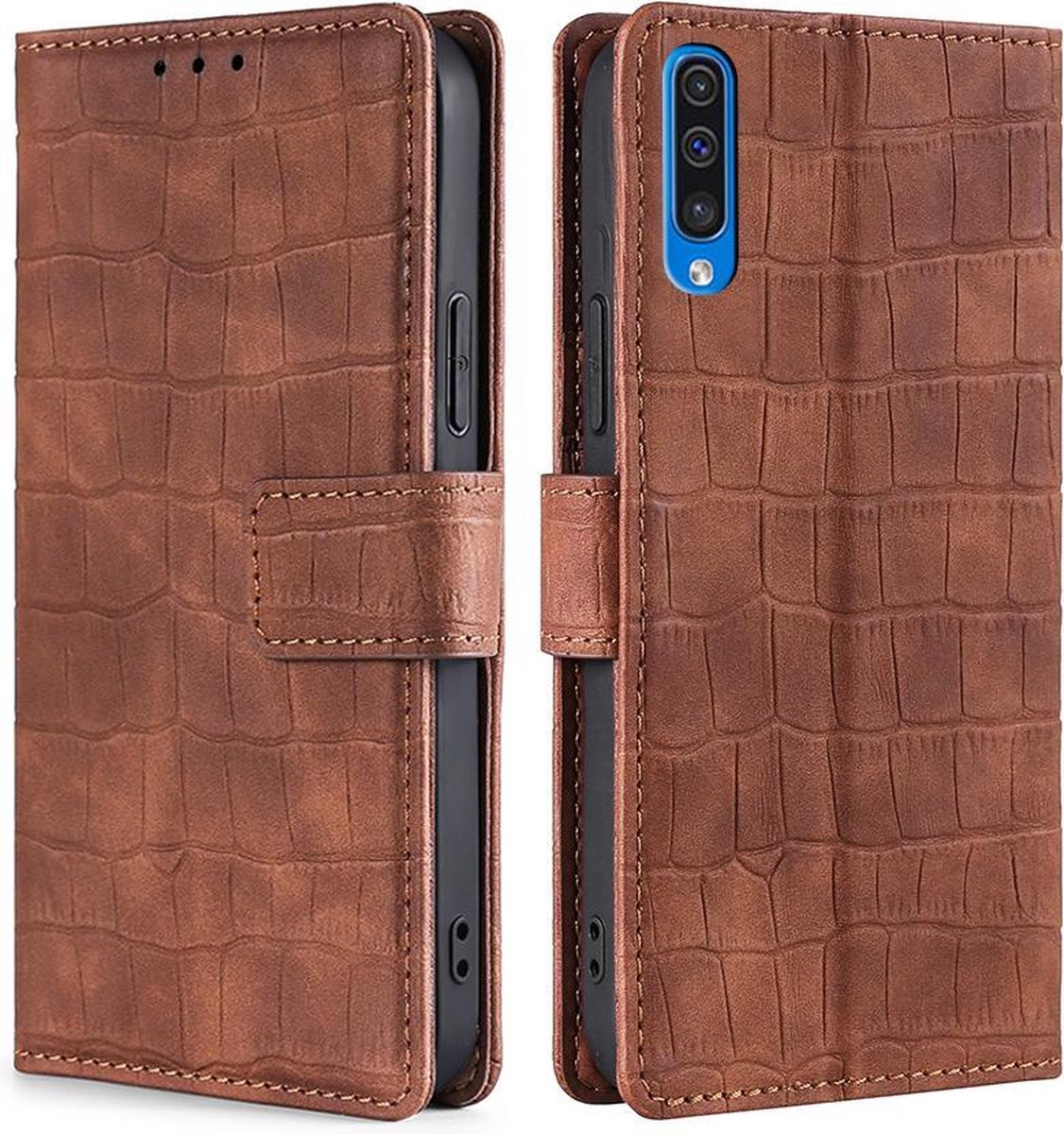 Telefoonhoesje Samsung Galaxy A50 | Hoogwaardig Pu Leren Bookcase | Pasjeshouder | Luxe Uitstraling | Bruin