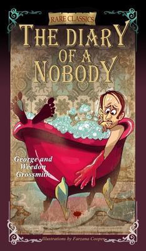 Boek 'The Diary of a Nobody' met een tekening van een man in bad, getiteld 'RARE CLASSICS'.