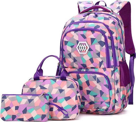 3set school Backpack - meisjes - flora rugzak paars- 35L - Large - with  16.5inch... | bol
